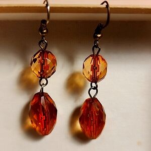 Amber Faceted Lightweight Earrings Lovely